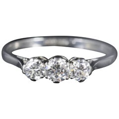 Edwardian Diamond Trilogy Platinum Ring circa 1910 0.76 Carat Engagement Ring