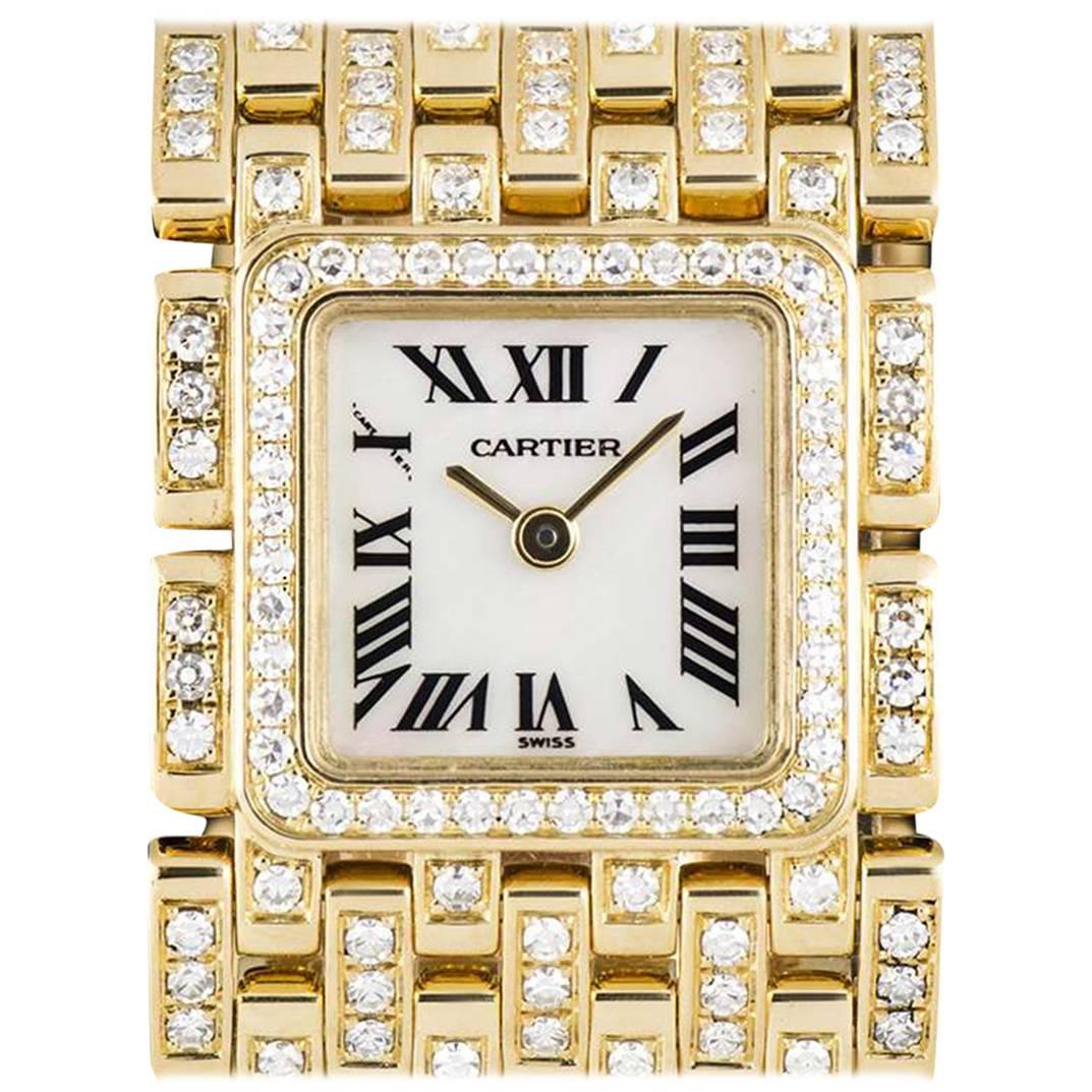 Cartier Ladies Yellow Gold Diamond Set Panthere Ruban Quartz wristwatch