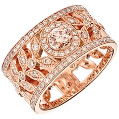 Colombine Champagne Diamond Rose Gold Lace Ring Designed by Valerie Danenberg