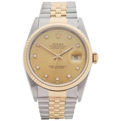 Rolex Yellow Gold Stainless Steel Datejust Automatic Wristwatch Ref 16233, 1991