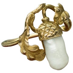 Art Nouveau Acorn Pearl Gold Ring Art Nouveau Acorn Pearl Gold Ring