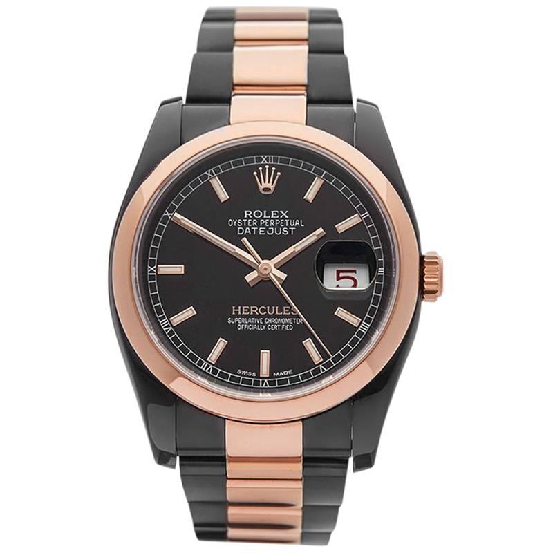 Rolex Rose Gold Stainless Steel Datejust Hercules Automatic Wristwatch