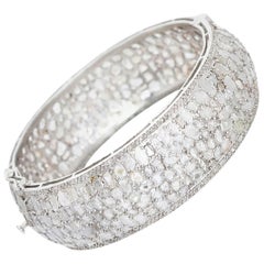 Bohemian Sterling Silver and Natural White Diamond Slice Cuff Bracelet 4