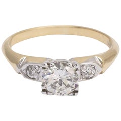 .65 Carat Old European Cut Diamond Ring with Pennant Shoulders