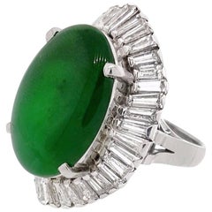 GIA Jadeite Jade and Diamond Ballerina Ring