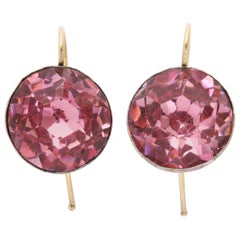 Antique Foiled Pink Paste Georgian Earrings