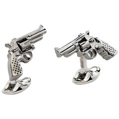 Deakin & Francis Sterling Silver Revolver Gun Cufflinks