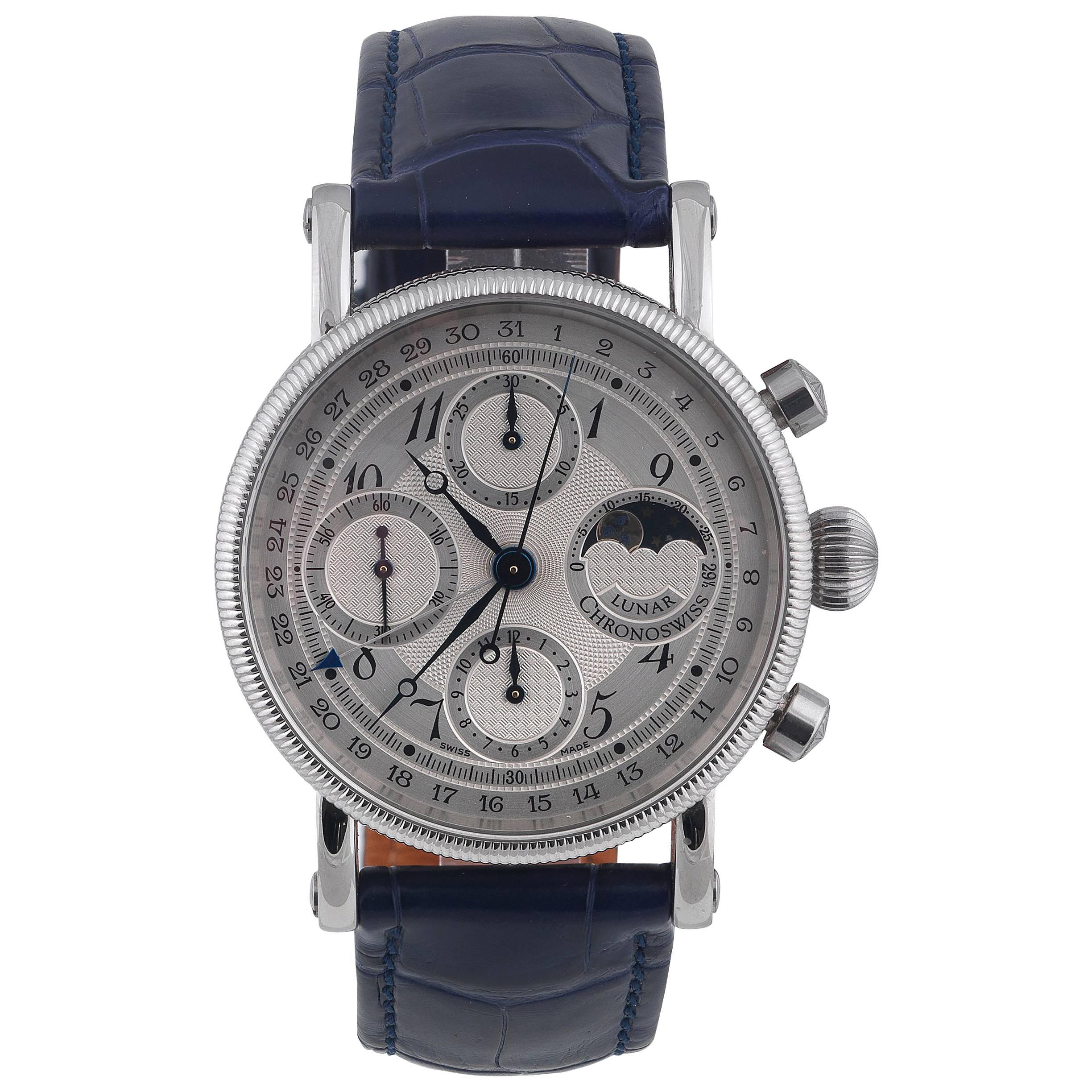 Chronoswiss stainless steel Lunar Chronograph automatic wristwatch
