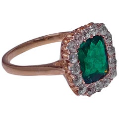 Antique English Emerald and Diamond Ring