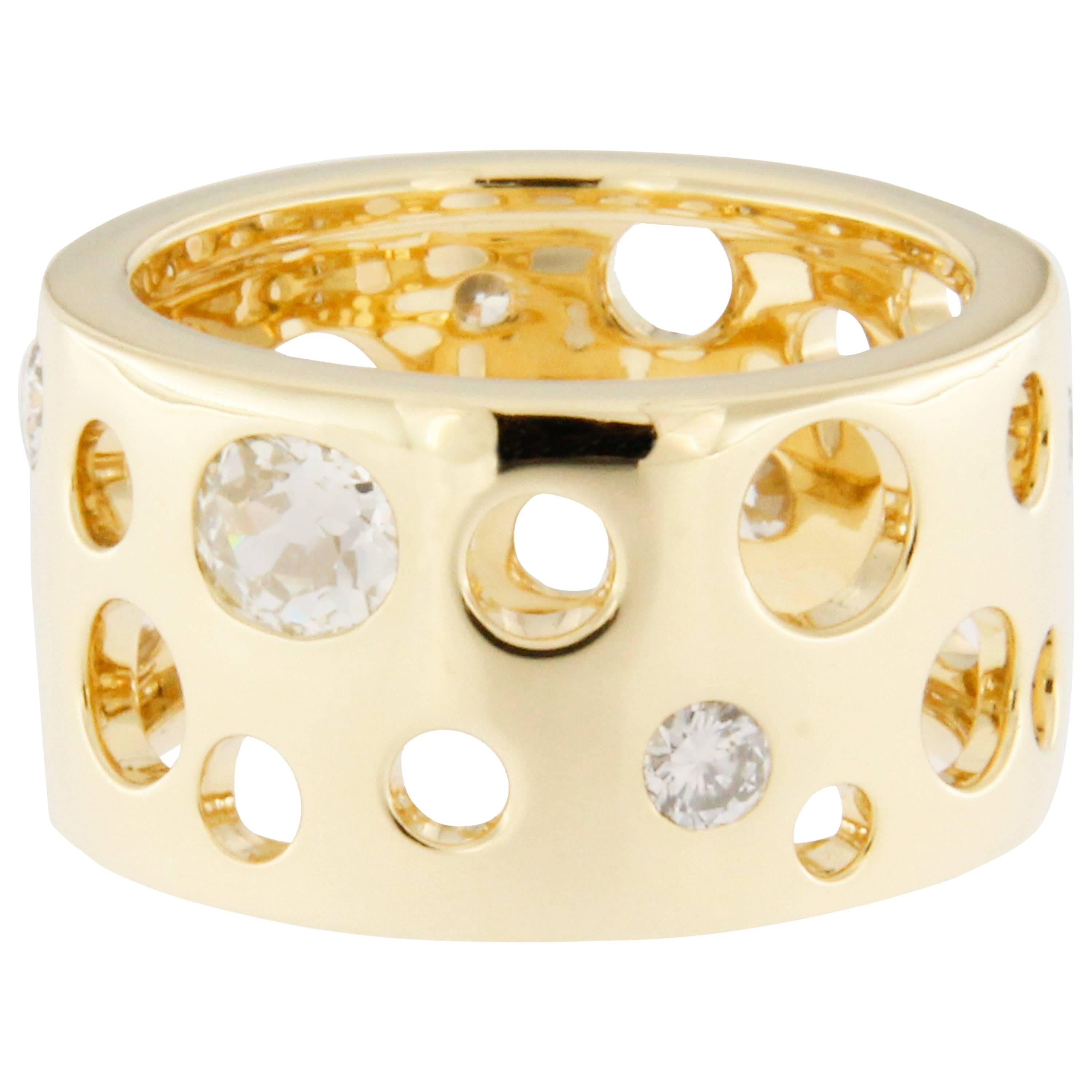 Jona White Diamond 18 Karat Yellow Gold Band Ring