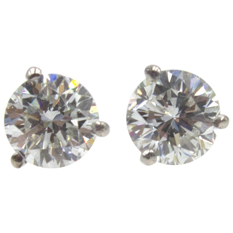 2.07 Carat Total Weight Diamond Stud Earrings GIA Certified Diamonds at