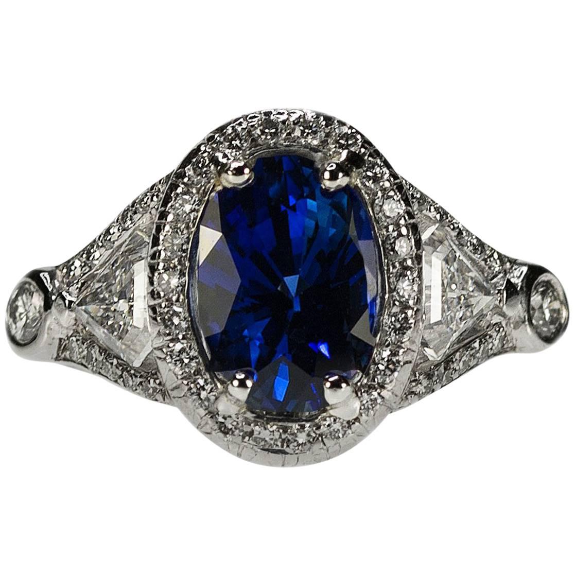 Royal Blue Sapphire Platinum Ring
