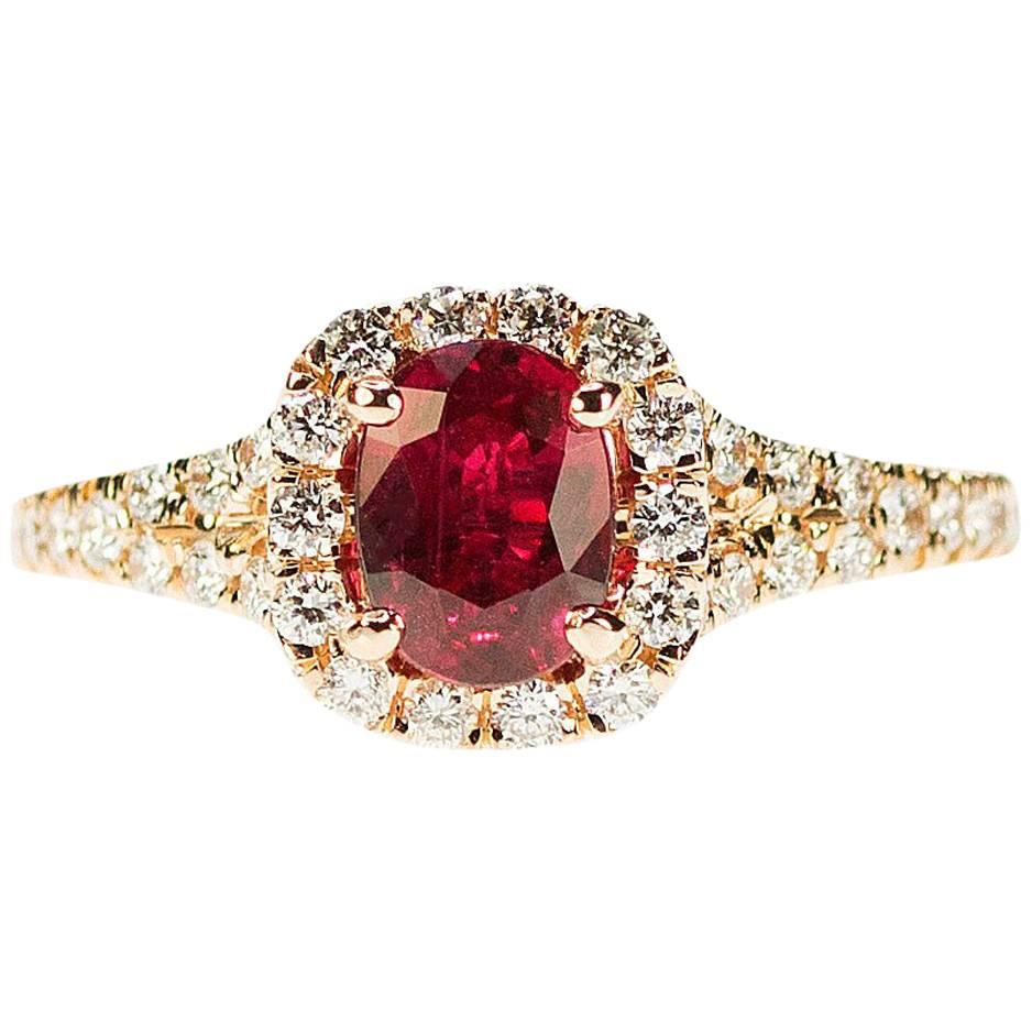 Rose Gold Ring with AGL Certified Ruby