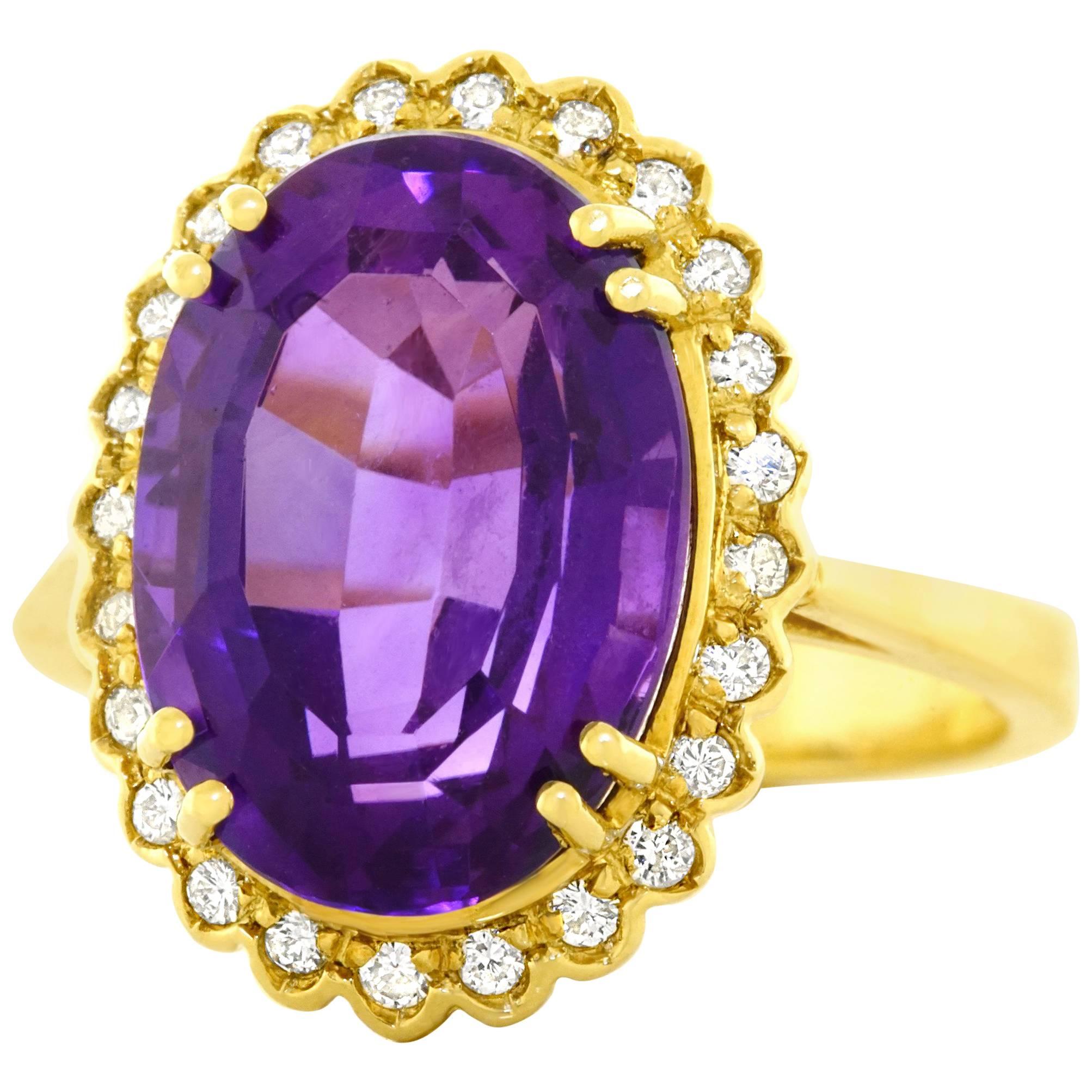 1960s Amethyst and Diamond-set Gold Ring