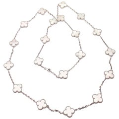 Van Cleef 
Arpels 20 Mother-of-Pearl Alhambra White Gold Necklace