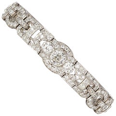 Art Deco Diamond and Platinum Bracelet 10.19 Carat