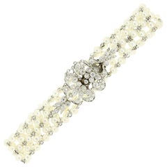 Edwardian Natural Pearl Diamond Bracelet