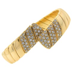 Vintage Cartier 18k Gold Bracelet Diamond Bangle Estate Jewelry
