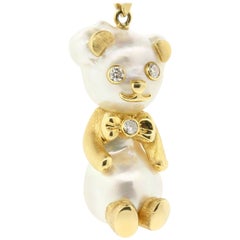 Pearl Diamond Teddy Bear Pendant