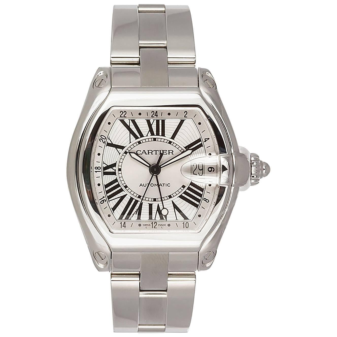 Cartier Stainless Steel Roadster XL GMT Wristwatch Ref W62032X6 