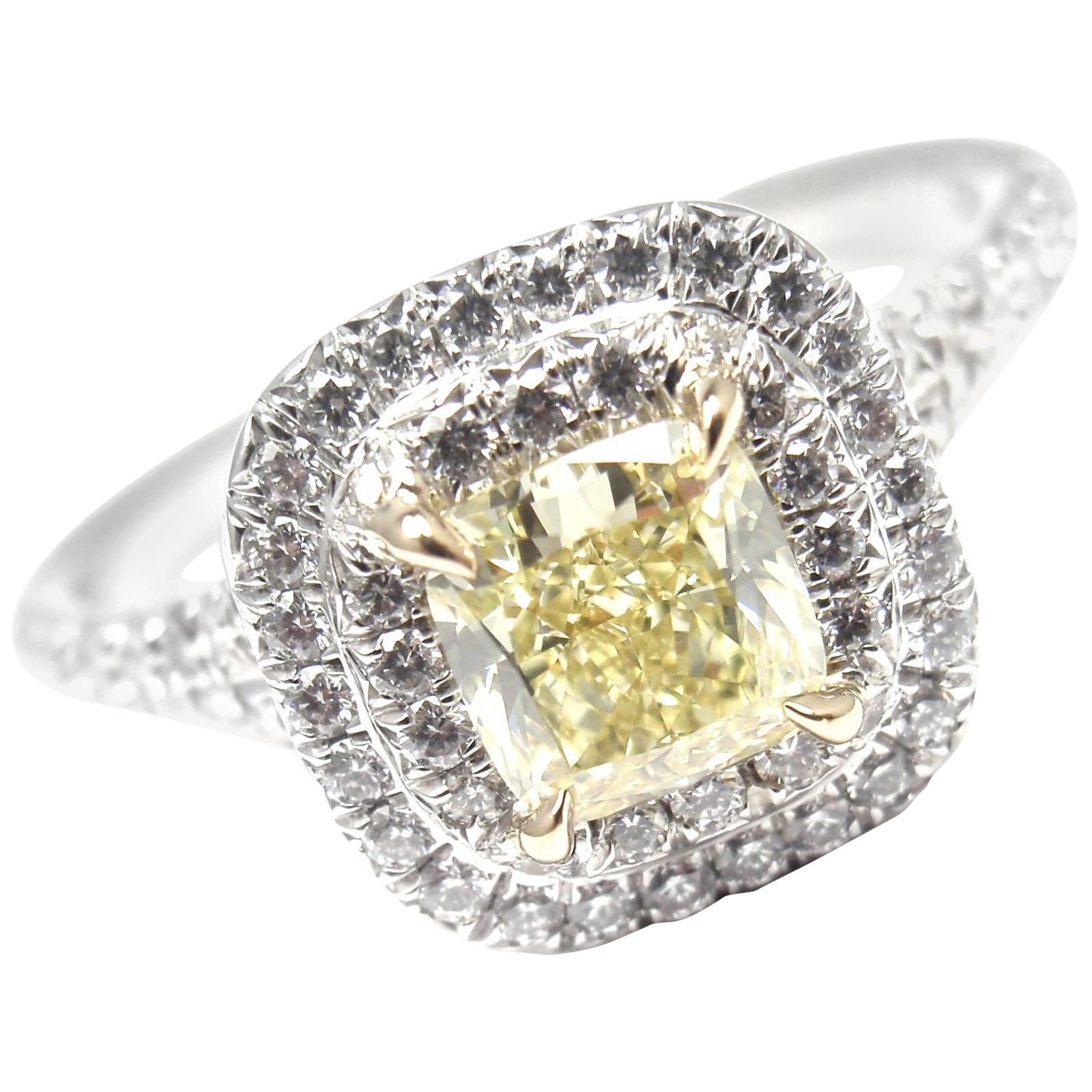 Tiffany & Co. Soleste Yellow and White Diamond Platinum White Gold Ring