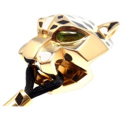 Cartier Panther Panthere Peridot Lack Gelbgold Anhänger  Lange Kordelhalskette