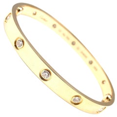 Cartier Love Ten Diamond Yellow Gold New System Bangle Bracelet 5