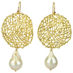 Decadent Jewels Baroque Teardrop Pearl Gold Earrings