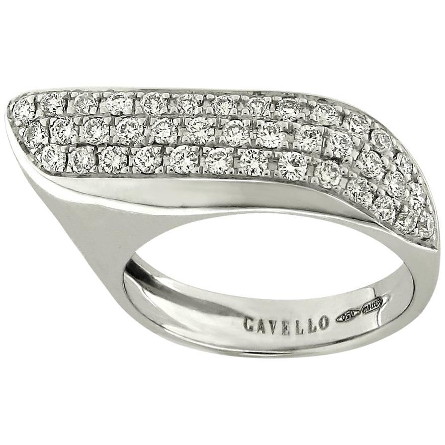 Gavello White Gold Diamond Pavé Wing Shaped Band Ring For Sale