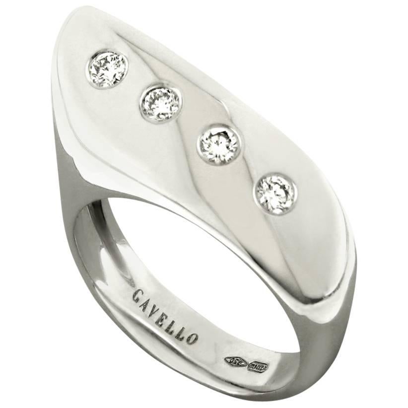 Gavello White Gold Diamond Wing Shaped Band Ring For Sale