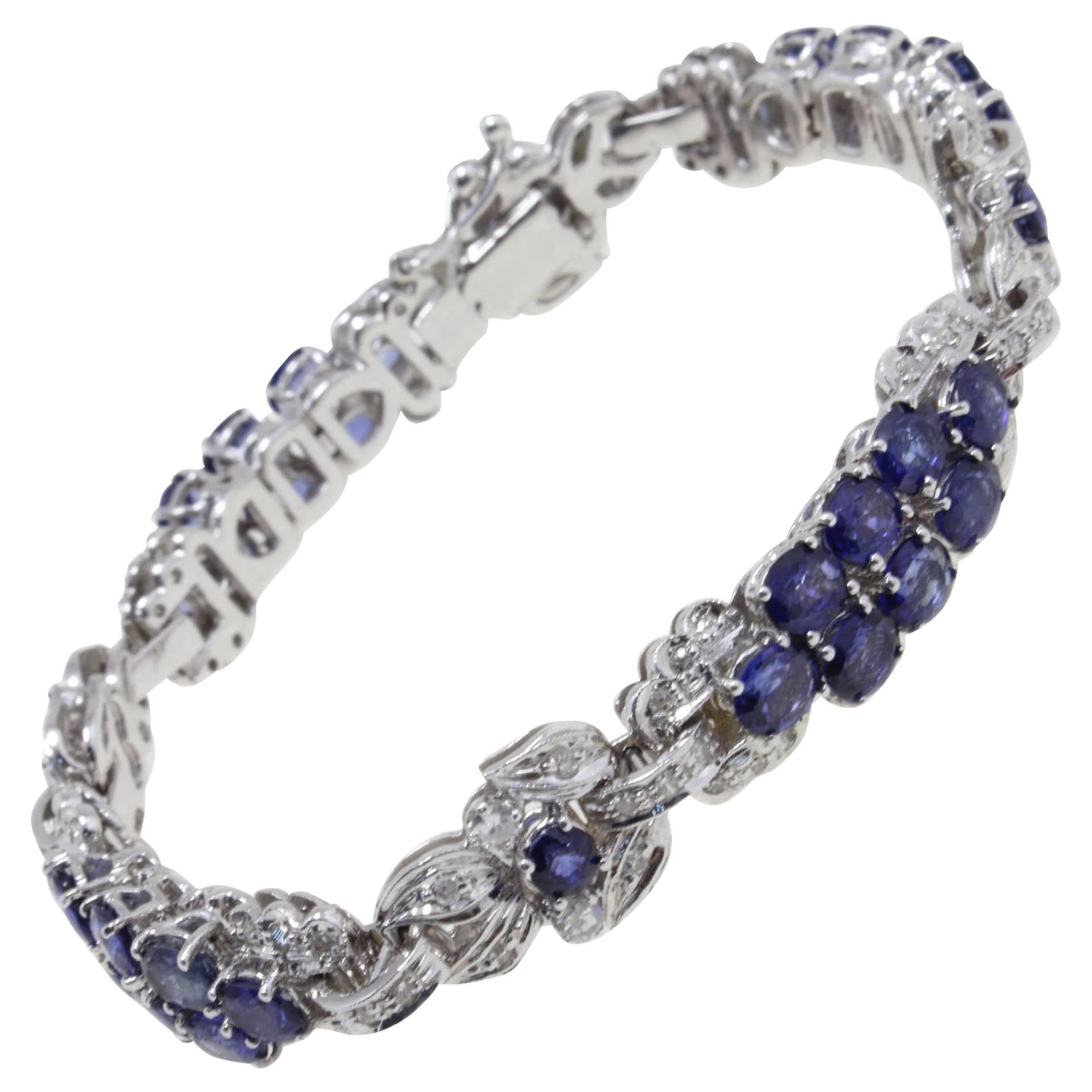 kt 1, 57 Diamonds and kt 16, 80 Blue Sapphires Link Bracelet