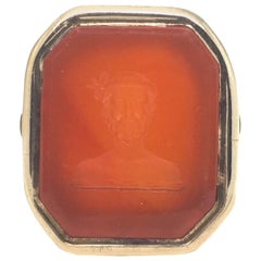 Antique Emperor Caracalla Victorian Carnelian Intaglio Seal Ring