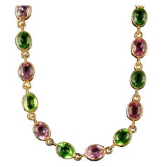 Antique Victorian Suffragette Tourmaline Gold Necklace, circa 1900 Antique Victorian Suffragette Tourmaline Gold Necklace, circa 1900