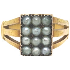 Victorian 15 Carat Gold Pearl Panel Ring