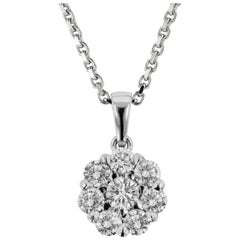 White Gold 1.27 Carat Diamond Flower Pendant Necklace