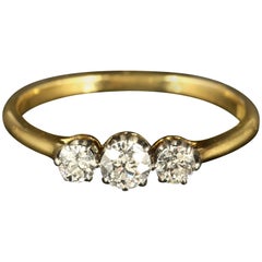 Antique Edwardian Diamond Trilogy Ring 18 Carat Gold circa 1910 Engagement Ring