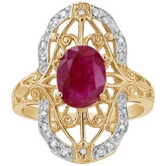 1.89 Carat Ruby and Diamond Art Deco Ring