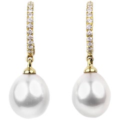 Julius Cohen Pearl and Diamond Earrings