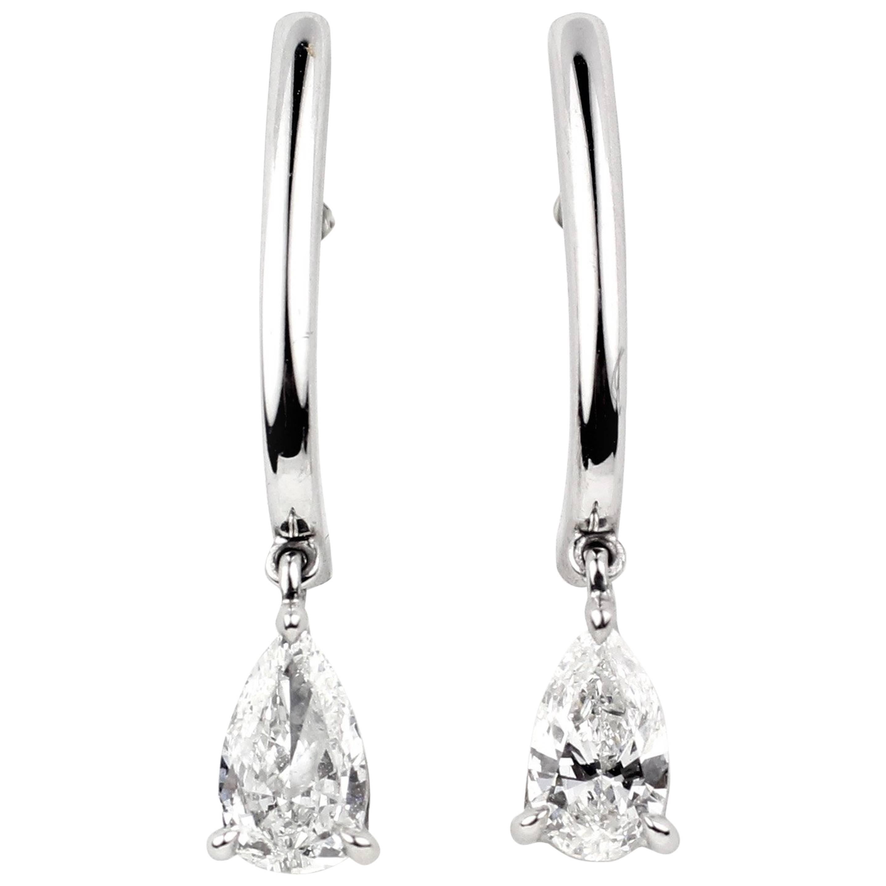 Julius Cohen Pear Shape Diamond Drop Earrings