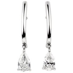 Julius Cohen Pear Shape Diamond Drop Earrings