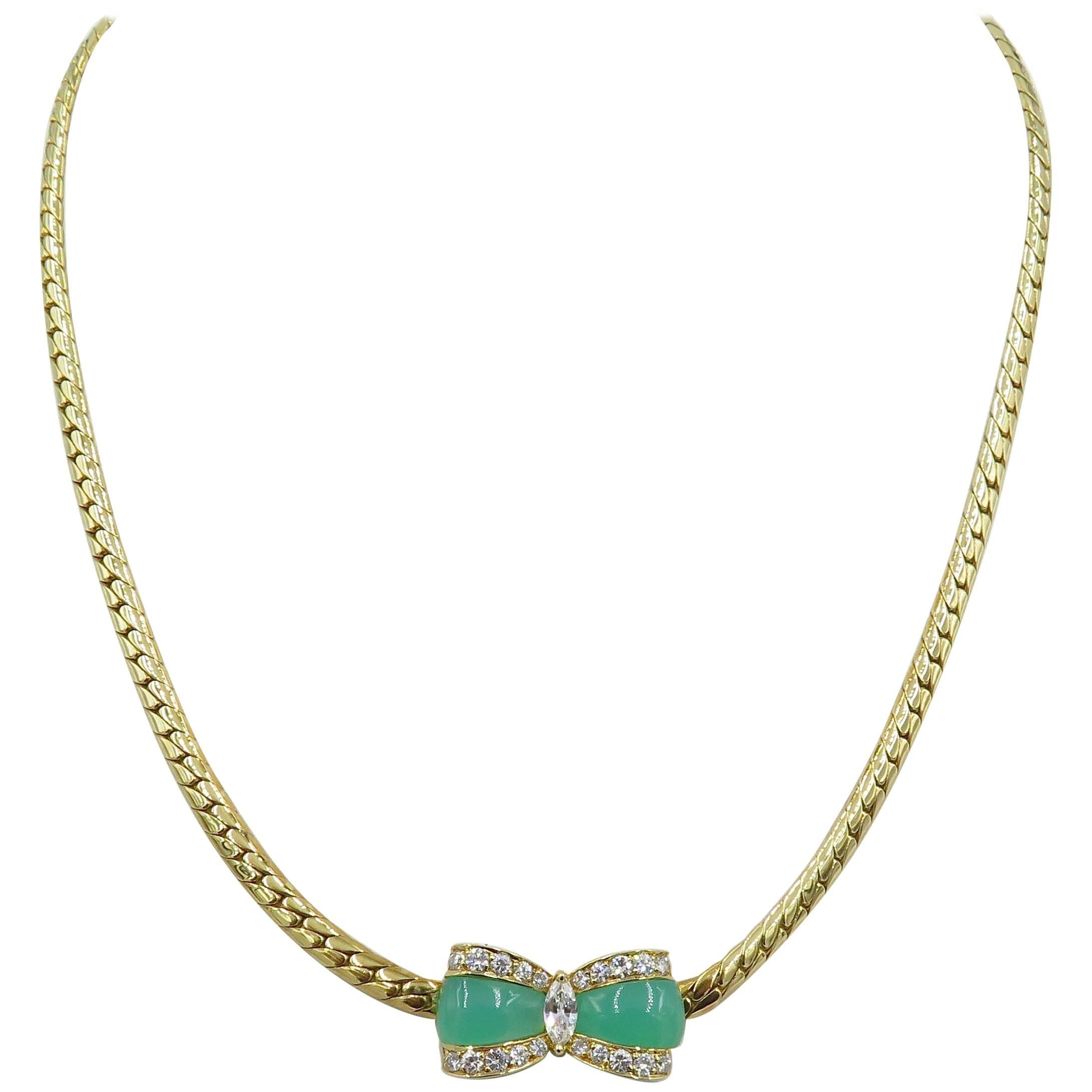 Van Cleef & Arpels Yellow Gold, Chrysoprase and Diamond Necklace