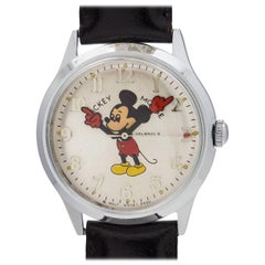 Helbros Stainless Steel Mickey Mouse Manual Wristwatch, circa 1970s