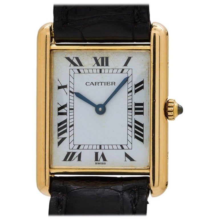 Cartier Yellow Gold Must de Cartier Tank Louis Quartz Wristwatch, circa