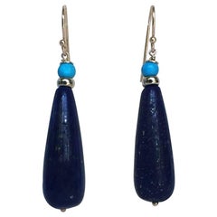 Lapis Lazuli and Turquoise Drop Earrings with 14 Karat Gold Hooks by Marina J