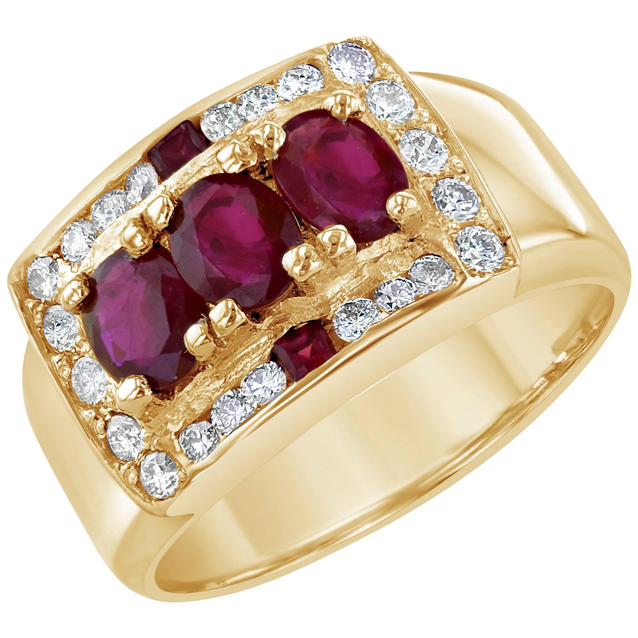 1.64 Carat Burmese Ruby Diamond Unisex Ring