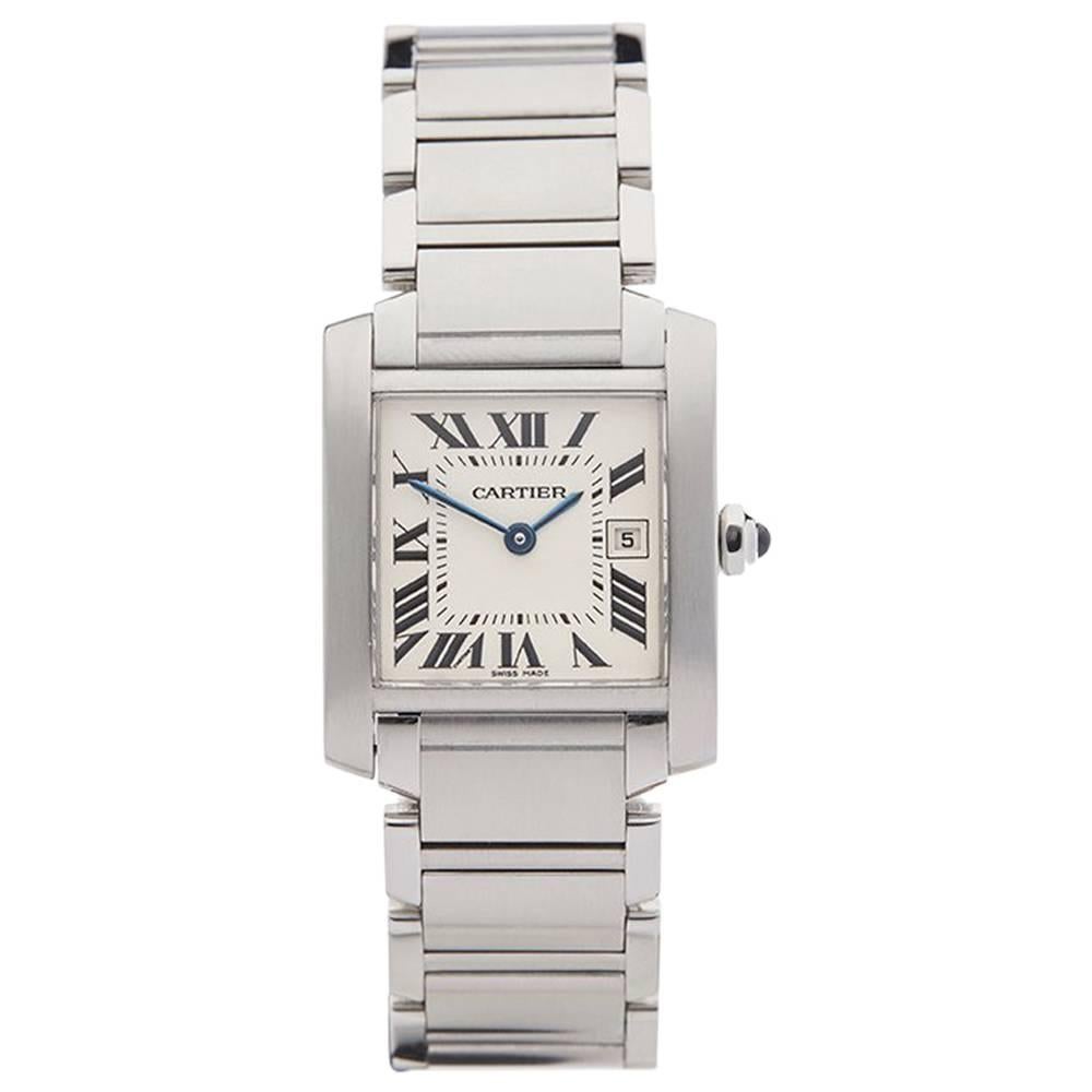Cartier Ladies Stainless Steel Tank Francaise Quartz Wristwatch Ref 2465, 2009