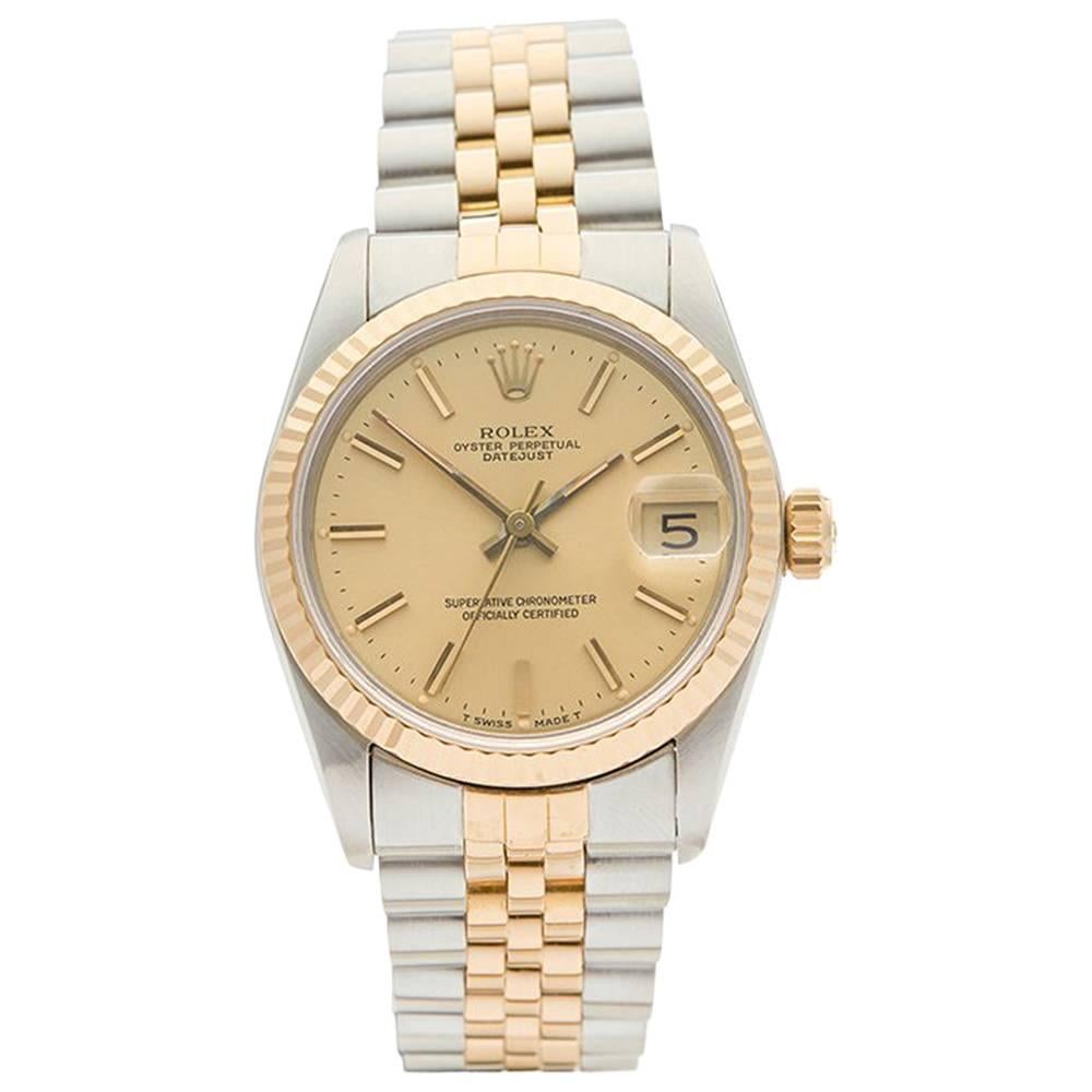 Rolex Ladies Yellow Gold Stainless Steel Datejust Automatic Wristwatch, 1989