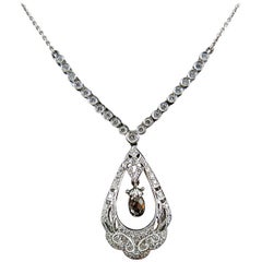 French White Gold Necklace with White and Cognac Diamonds