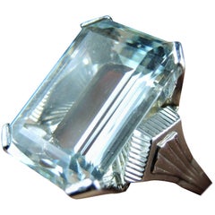 French Cocktail Ring with Aquamarine, circa 1970
