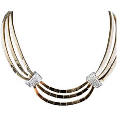 French Rose Gold Retro Necklace with Diamonds, 1.50 Carat, circa 1950